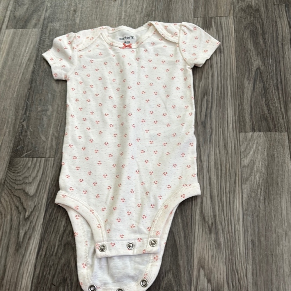 Carter's White and Pink Bodysuit with Floral Design